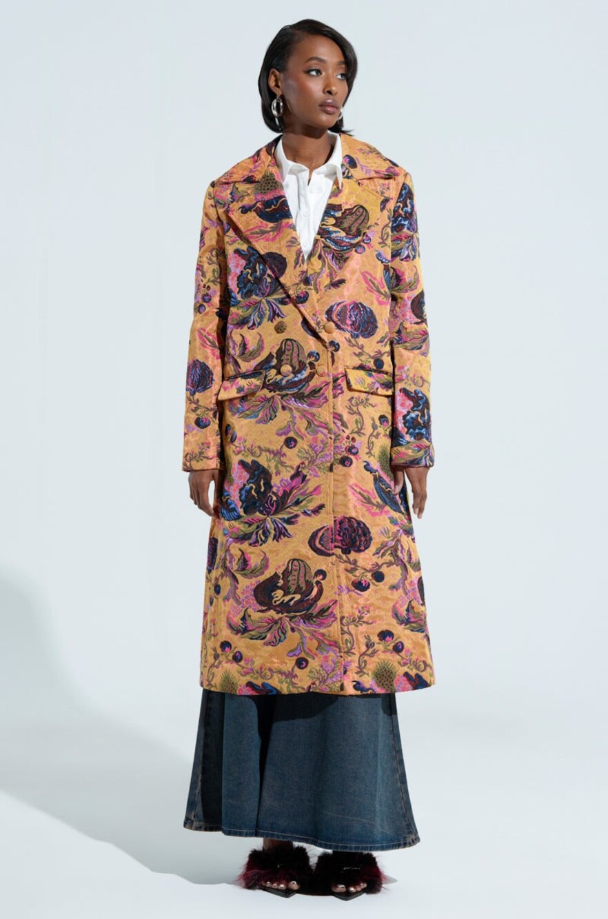 Akira Women's Cambridge Brocade Trench Coat